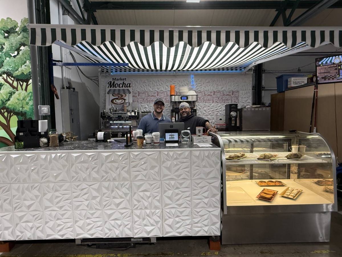 Market Mocha stall with pastry case